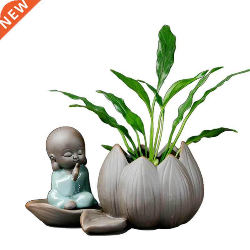 creative little monk zen ceramic hydroponic succulents flowe