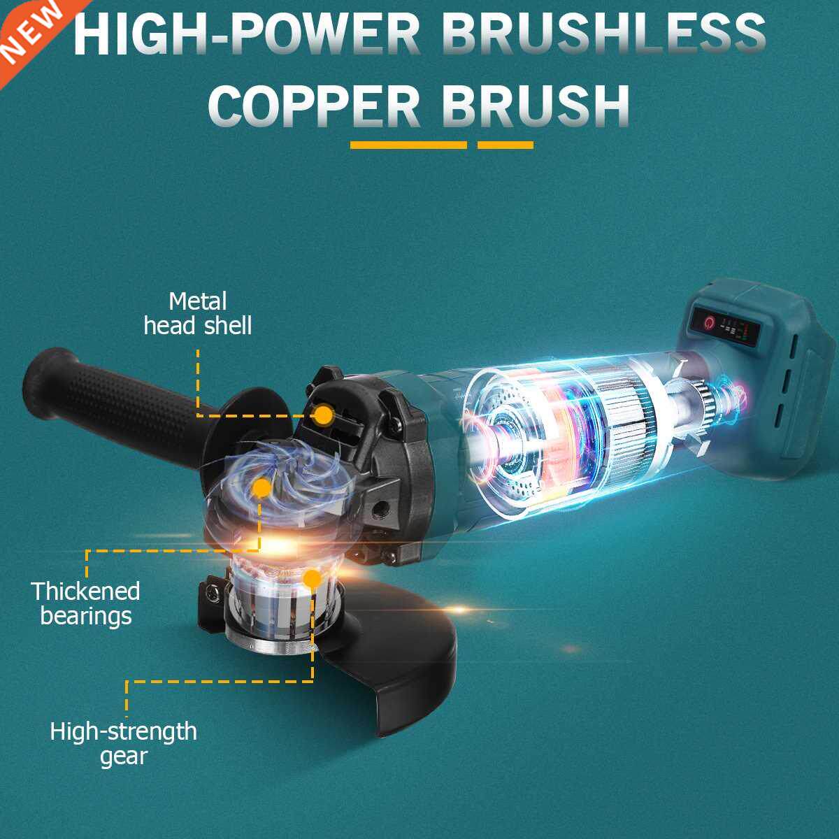 18v 800w 125mm brushless cordless impact angle grinder witho