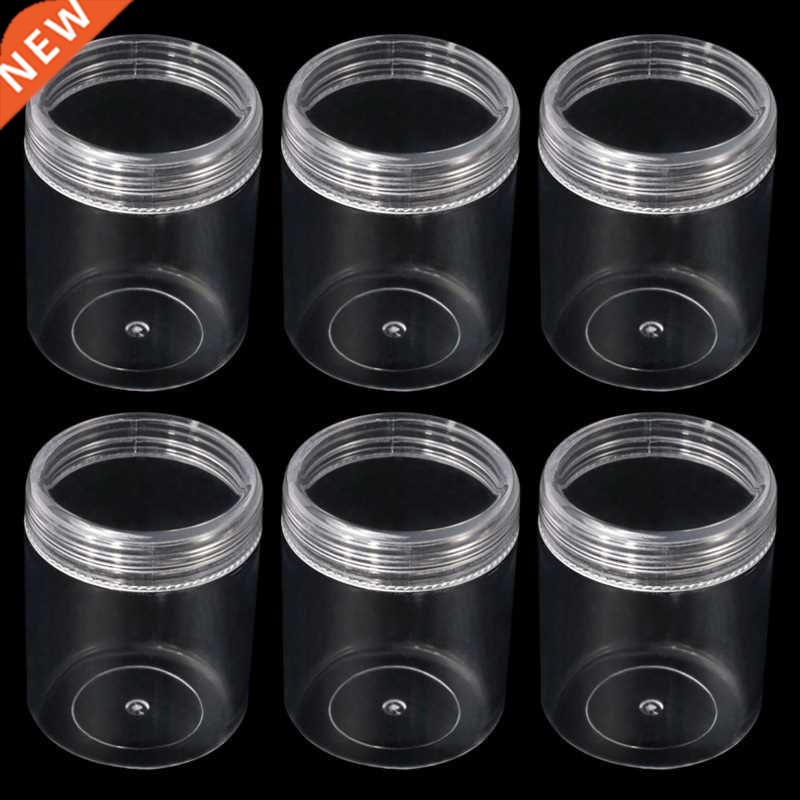 6pcs Clear Plastic Storage Box Jar And Lids Empty Cosmetic C