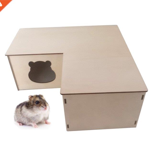 Hamster House with Multi Chambers Wooden Hideout Nesting Hab