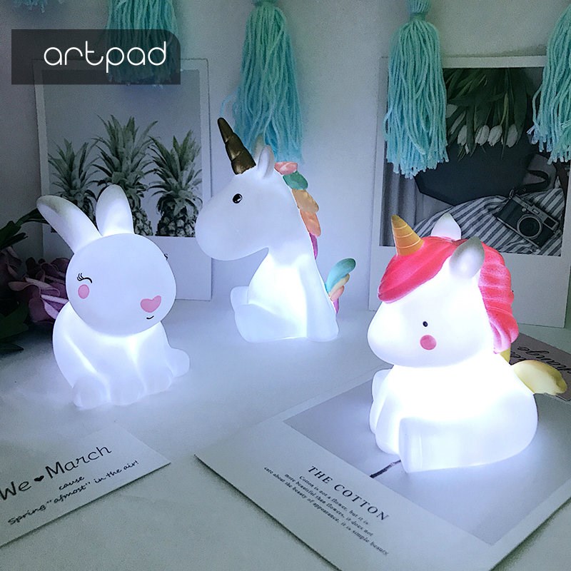 Artpad Baby Night Light LED Unicorn Shape Lamp Mood Light B