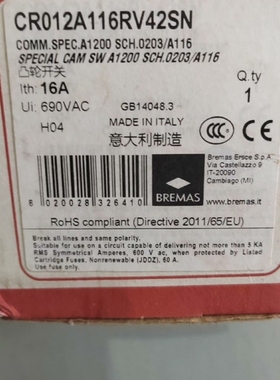 BREMAS凸轮开关，型号CR012A116RV42SN 议价
