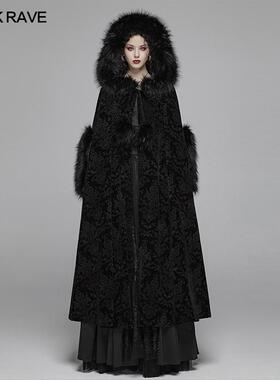 PUNKRAVE哥特华贵长款斗篷毛呢外套Gothic风衣复古雪衣大小姐贵妇