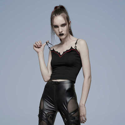 蝙蝠领哥特吊带背心露背