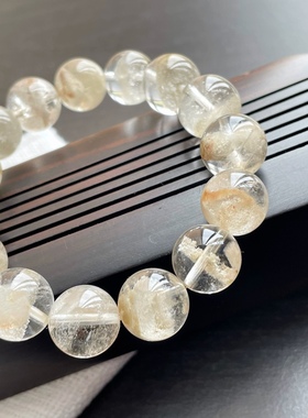 巴西老料白幽灵聚宝盘水晶珠串