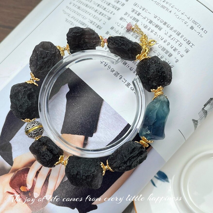 原创设计天狼星陨石原矿水晶手串图片