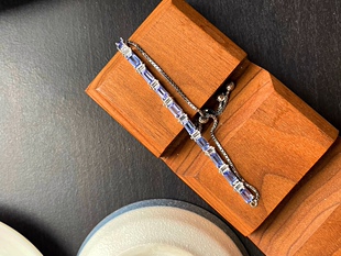 灵魂之爱新品天然坦桑石水晶彩宝银镶嵌抽拉女款手链软镯实拍现货