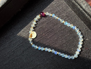 小钢炮天然印度料幻彩月光石小尺寸7a强光原创设计水晶弹力手链女