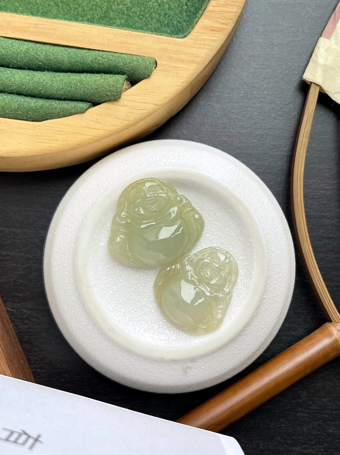 老坑茶黄调冰油青天然翡翠正品雕刻笑弥勒佛公吊坠合集现货男女款