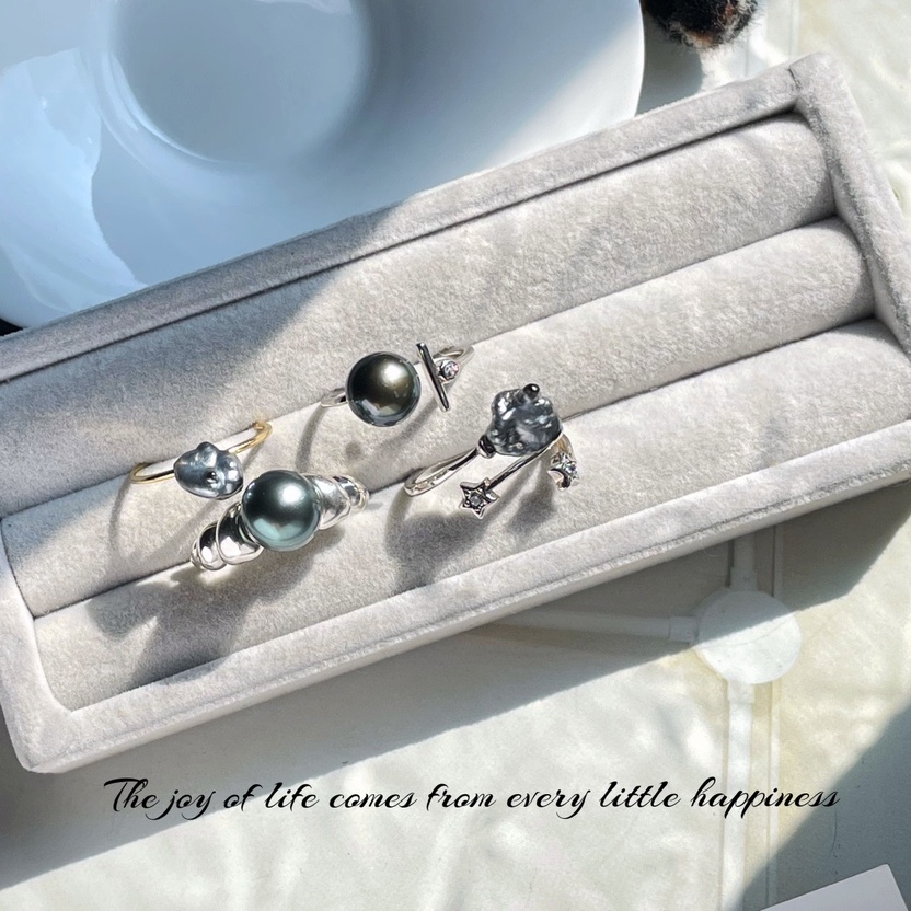 合集大溪地黑珍珠银镶嵌现货戒指手饰多款孤品入