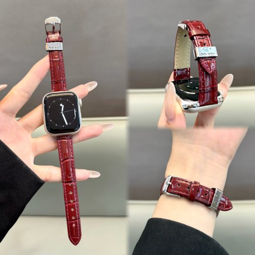 适用iwatch涂鸦扣亮面竹节纹表带