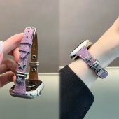 适用s11苹果手表iwatch10表带细款 小蛮腰星星小牛皮applewatch987