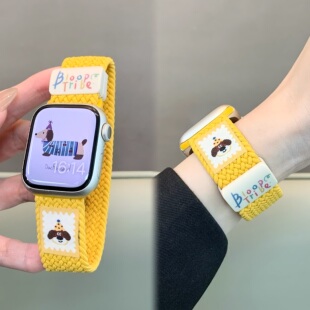 适用苹果手表iwatch10 s11表带百搭尼龙编织磁吸扣applewatch98