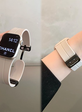 适用苹果手表iwatch10表带舒适可爱涂鸦硅胶磁吸扣applewatch9876