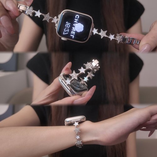 适用iwatch夏天细款星星链条表带