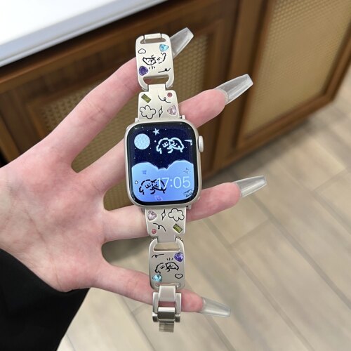 可爱小狗彩钻金属iwatch表带