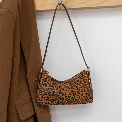 真皮豹纹小包时尚百搭单肩斜挎包