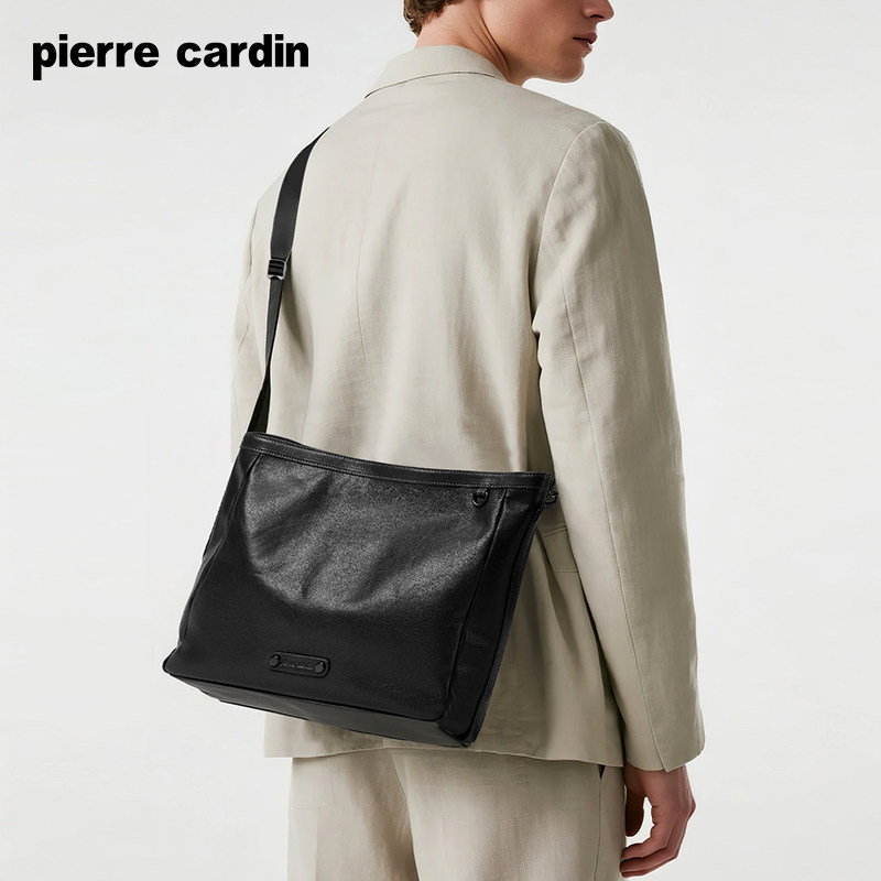 【真皮】皮尔卡丹男士单肩包商务休闲男款邮差包通勤牛皮斜挎包男