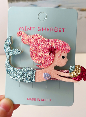韩国MINT SHERBET儿童发饰可爱美人鱼发夹卡通边夹公主碎发卡头饰
