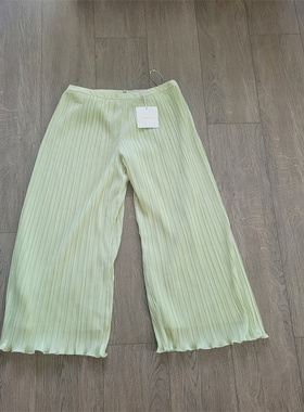 断码 捡漏 三宅风褶皱都市序曲MARLL*EN果绿色阔腿NO退NO换休闲裤