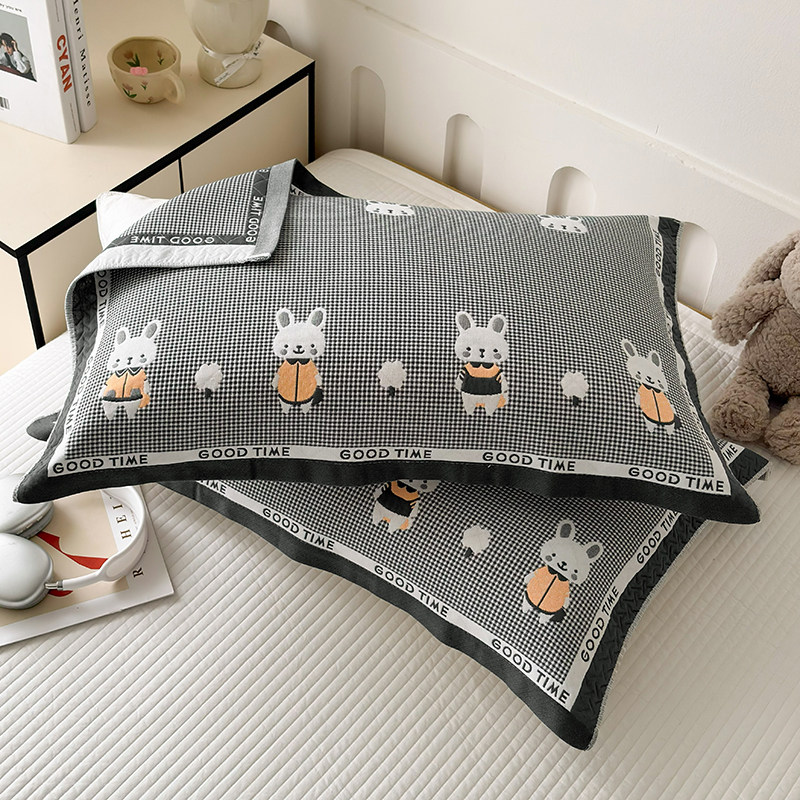 纱布枕巾一对装双层夹棉柔软四季通用卡通双面吸汗透气棉纱枕头巾,床上用品,枕巾,淘宝优惠券,粉丝福利购,淘宝优惠卷