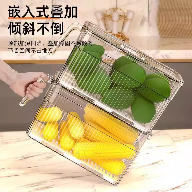 2025年家用食品级塑料冰箱收纳盒密封保鲜多功能整理盒cq