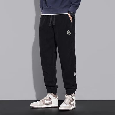 加绒休闲裤男士新款灯芯绒韩版潮流男款运动卫裤宽松束脚工装长裤