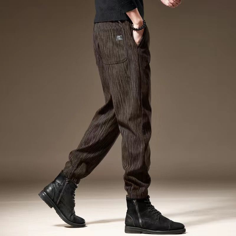 清仓捡漏灯芯绒休闲裤子男秋冬新款加绒宽松大码束脚工装运动卫裤