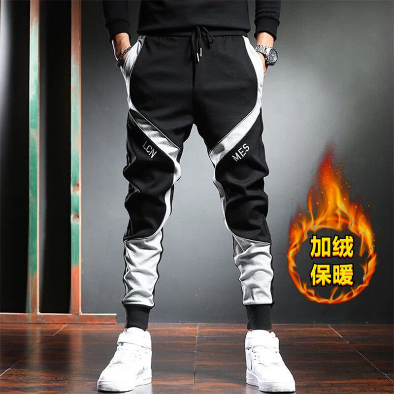 清仓捡漏专柜撤回秋冬季加绒保暖卫裤潮牌休闲运动宽松束脚长裤子