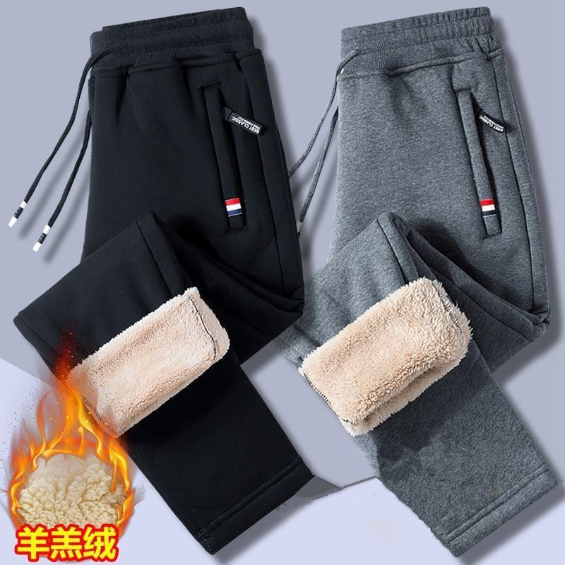 清仓捡漏外贸撤回加绒保暖休闲运动裤男羊羔绒宽松大码百搭卫裤潮
