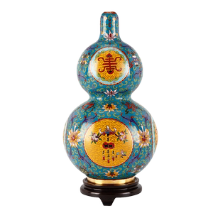 北京景泰蓝铜器仿古大葫芦花瓶中式家居饰品摆件乔迁贺寿礼物礼品