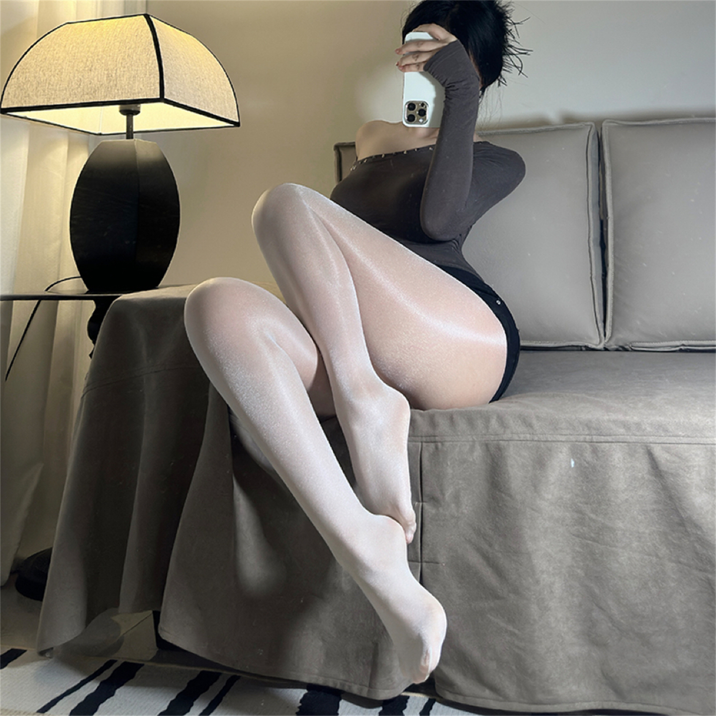 性感油亮黑丝袜开裆趣情连裤袜女薄款裸氨包芯丝油光纯欲白色丝袜