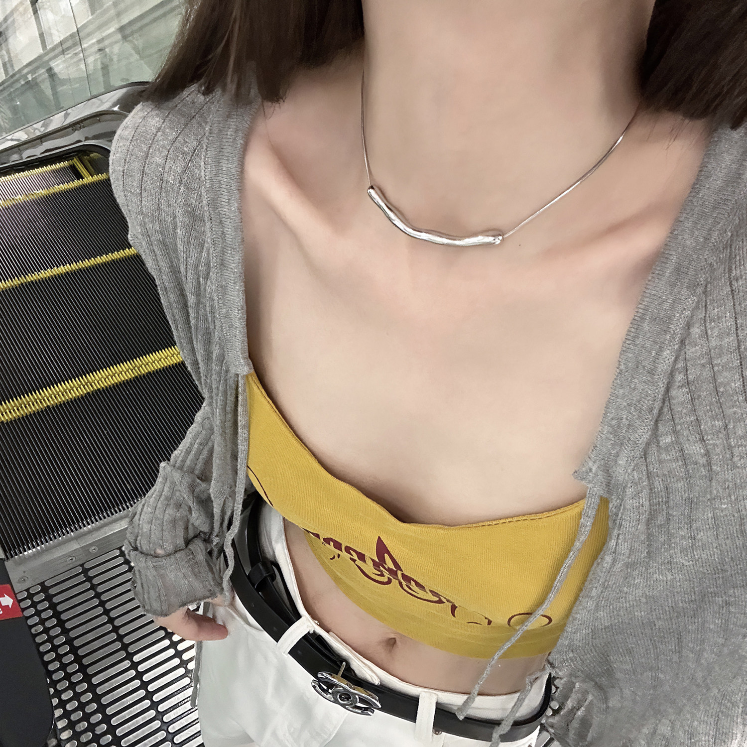 钛钢不掉色ins不规则褶皱项链小众设计感时尚百搭锁骨链短款颈链