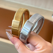 不掉色 个性 夸张弹簧卡扣字母手镯ins冷淡风简约气质百搭手环手饰