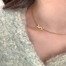 新款 钛钢不掉色项链女小众设计高级感字母颈链简约气质叠戴锁骨链