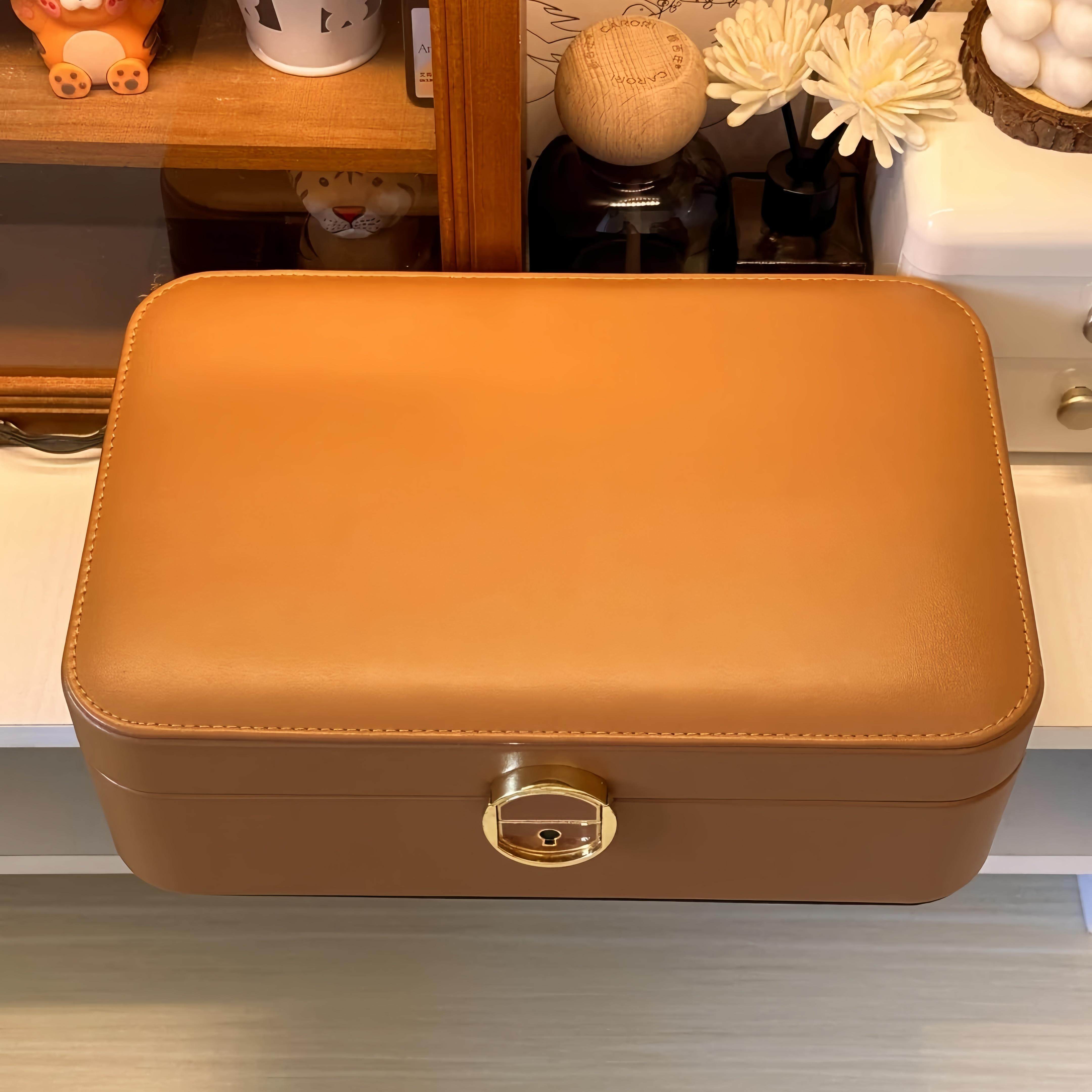 新款双层珠宝收纳盒项链耳环戒指饰品桌面收纳高档带锁多格首饰盒,收纳整理,首饰盒,淘宝优惠券,粉丝福利购,淘宝优惠卷