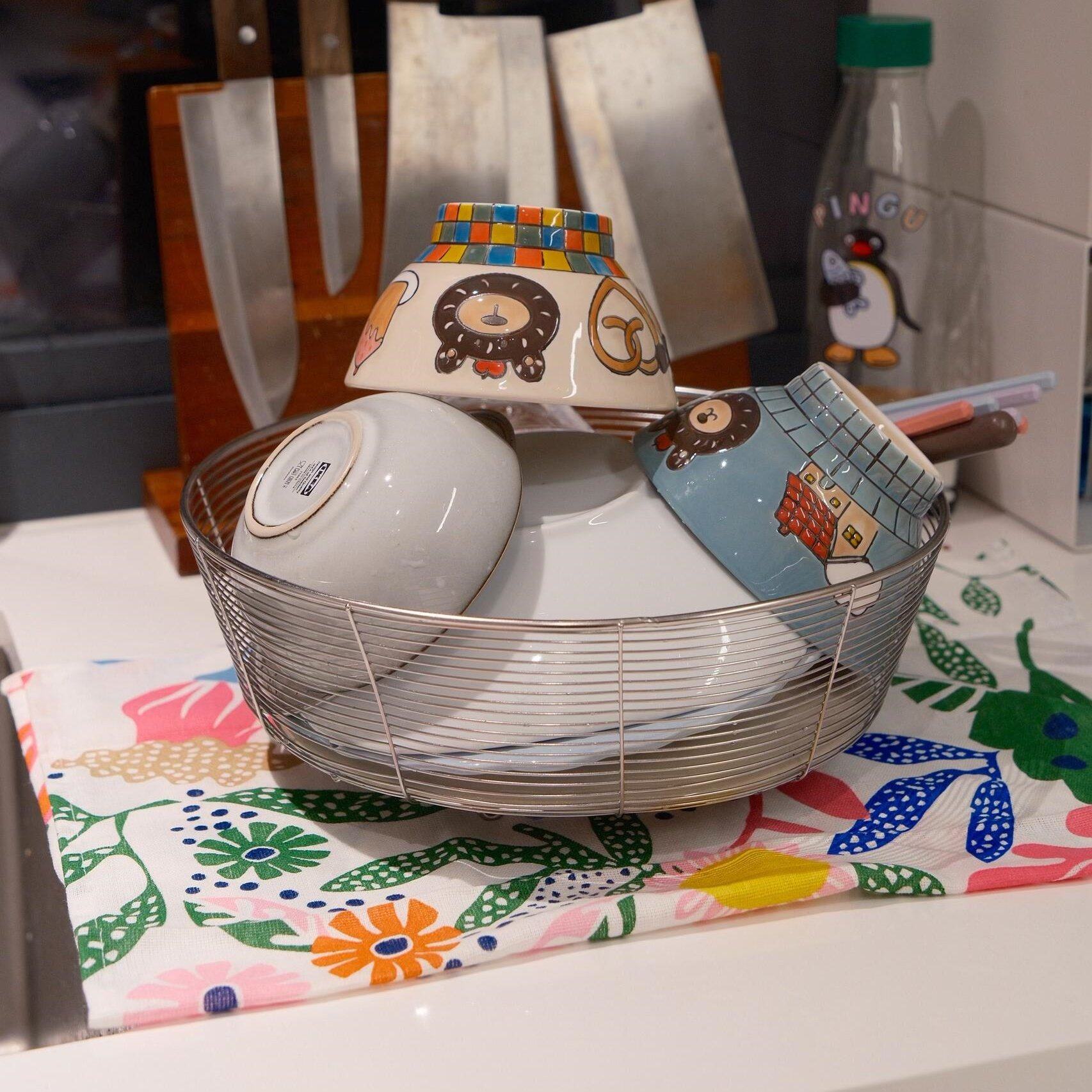 不锈钢碗碟沥水篮家用厨房台面餐具收纳篮加厚圆形洗菜篮水果筐子,餐饮具,洗菜盆/沥水篮/漏水筛,淘宝优惠券,粉丝福利购,淘宝优惠卷