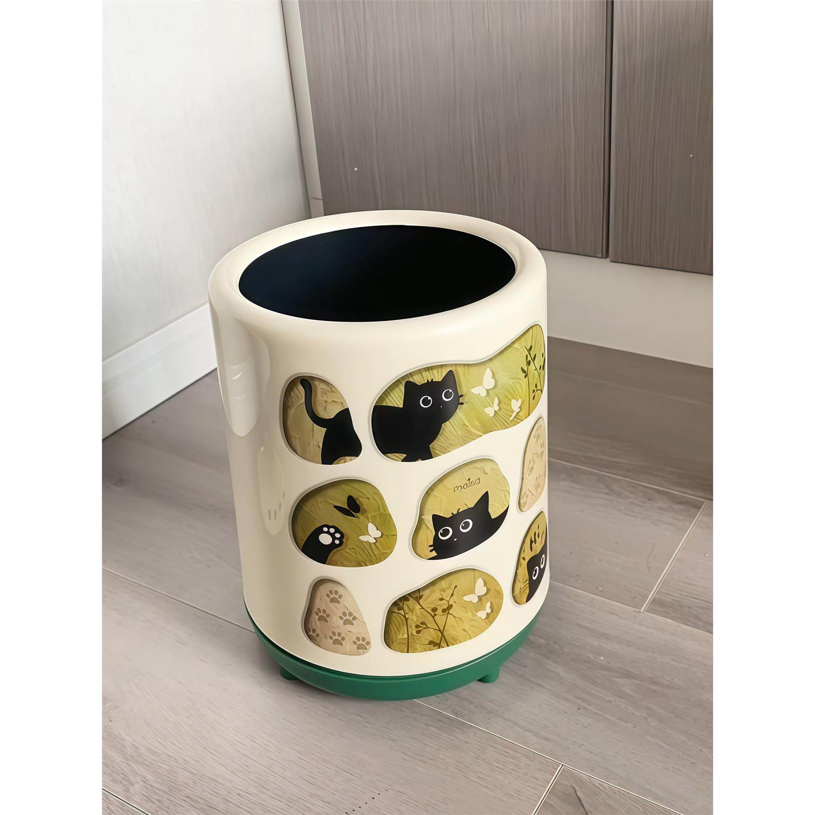 卧室轻奢高档带盖中古风垃圾桶家用2026新款客厅复古高颜值带轮子