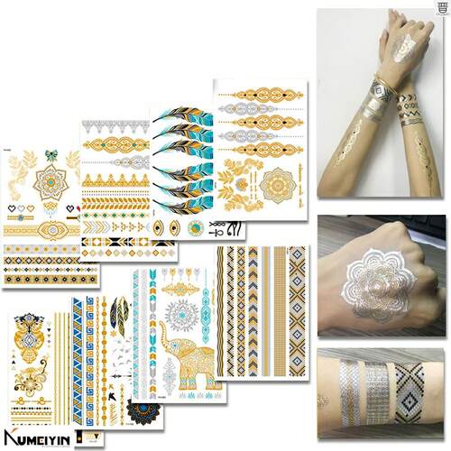 gold tattoo sticker waterproof fake tattoo temporary tattoo