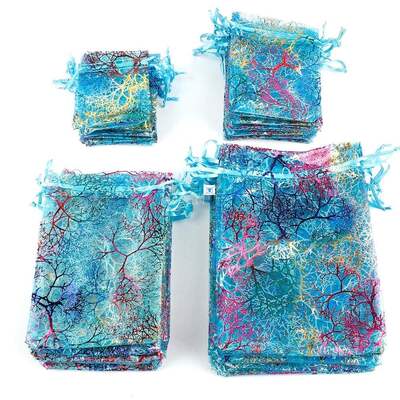 50pcs/lot 7x9cm 9x12cm 10x15cm Colorful Organza Bags Jewelry
