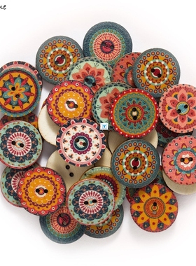 50pcs Retro series Wood Buttons for Handwork Sewing Scrapboo