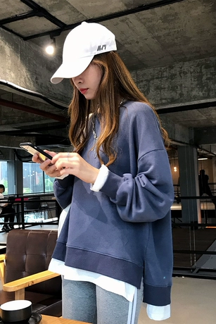 2018 mùa thu đông 2018 chất béo voan dài tay chạm đáy áo size lớn cộng với áo nhung dày nữ nước ngoài mỏng ren ren