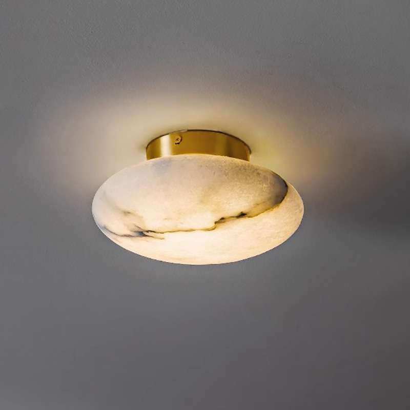 西班牙天然云石灯卧室房间全铜吸顶灯圆形阳台走廊过道玄关灯具