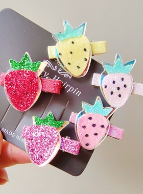 韩国闪亮可爱卡通草莓小发夹儿童迷你发饰女童宝宝萌萌哒水果边夹