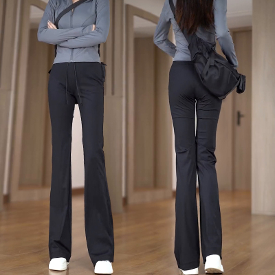 夏季高腰显瘦冰丝微喇女长裤