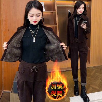 2025加绒加厚时尚套装女两件套