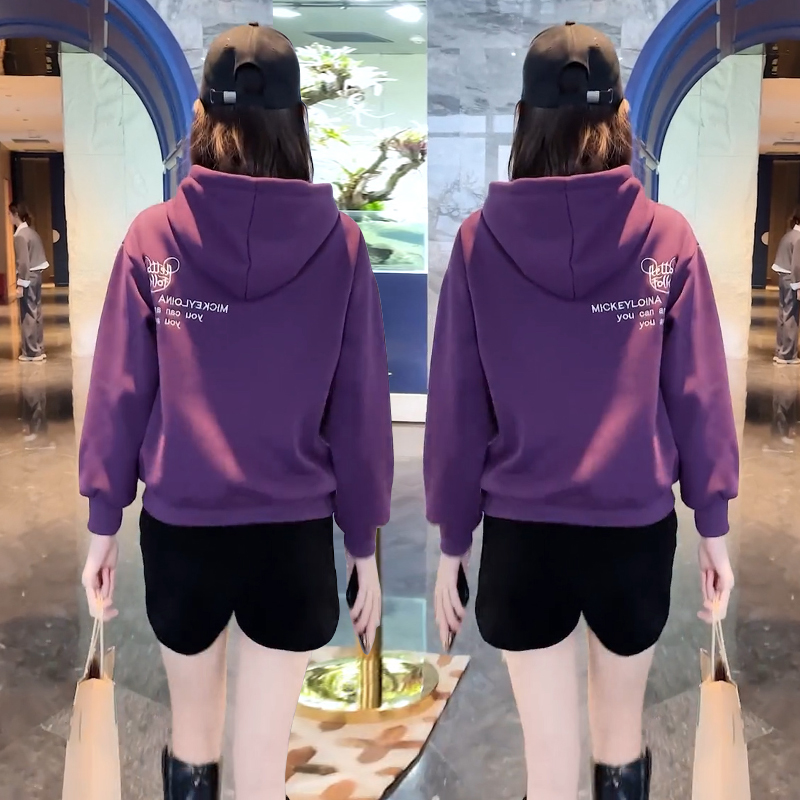 连帽卫衣女士春秋款2025新款爆款小个子宽松休闲加绒加厚上衣外套