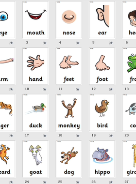 剑桥少儿英语1,2,3,starters,movers,flyers考级单词闪卡塑封教具