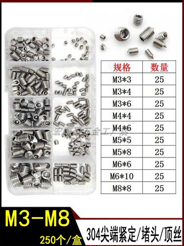 304紧定螺钉内六角尖头机米顶丝
