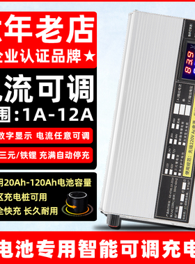 锂电池充电器可调72V60V48V10A12A数显电压电流小牛电动车充电器